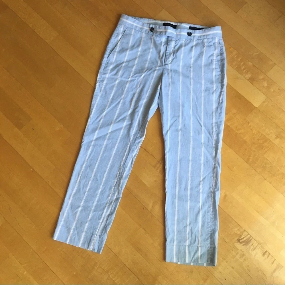 Banana Republic “Avery” Striped, Cropped, Wide Leg Capri, Blue, White, Size 6